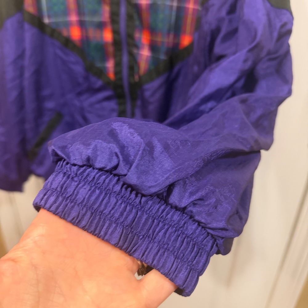 Active Exposure Vintage Purple Plaid Colorblock Windbreaker Jacket Womens 2X - Picture 4 of 16